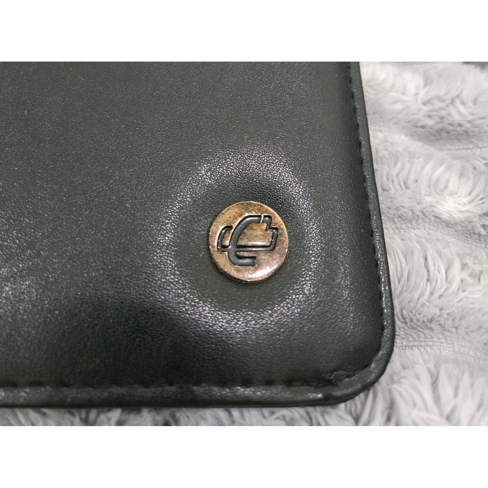 Professional Black Leather Portfolio Organizer Padfolio Business Card Holder